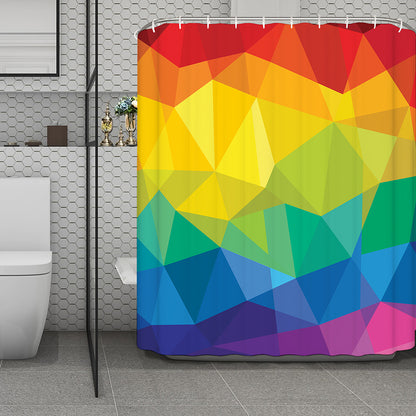 Rainbow Polygonal Geometric Print Polyester Shower Curtain