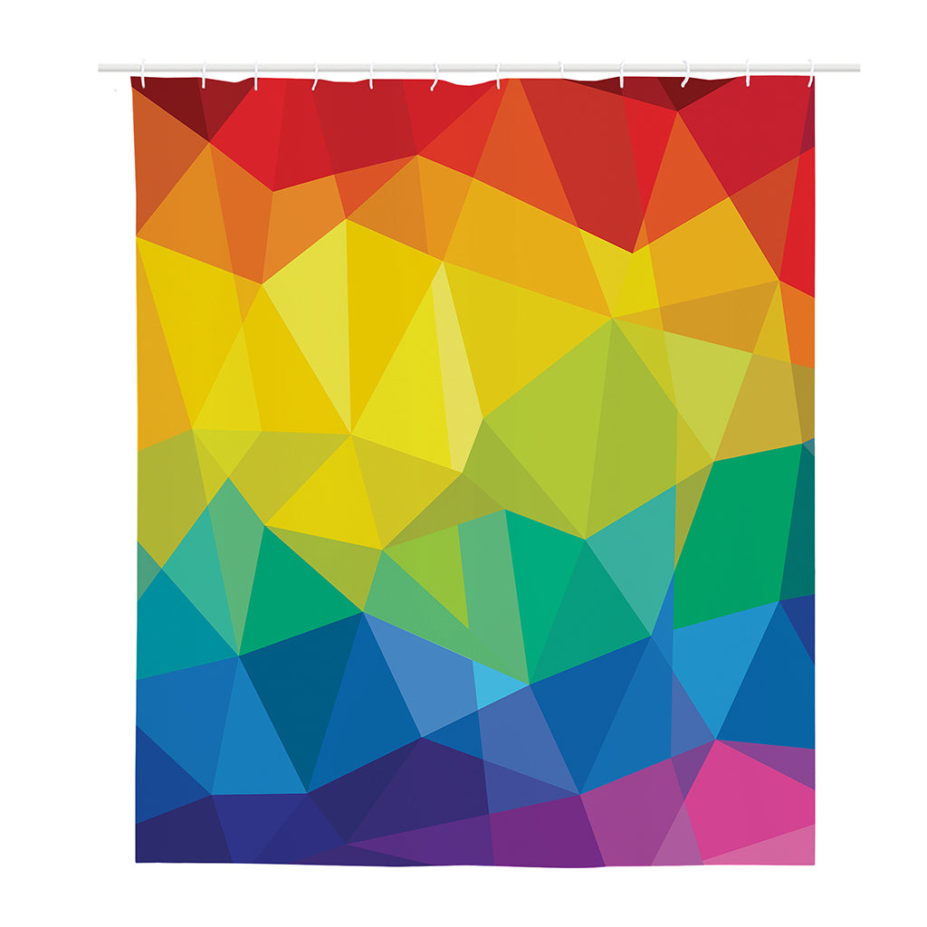 Rainbow Polygonal Geometric Print Polyester Shower Curtain