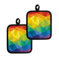Rainbow Polygonal Geometric Print Pot Holders