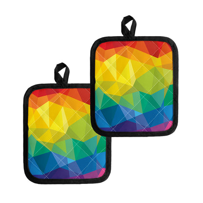 Rainbow Polygonal Geometric Print Pot Holders