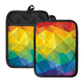 Rainbow Polygonal Geometric Print Pot Holders With Pocket