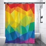 Rainbow Polygonal Geometric Print Premium Shower Curtain