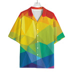 Rainbow Polygonal Geometric Print Rayon Hawaiian Shirt
