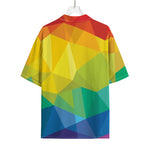 Rainbow Polygonal Geometric Print Rayon Hawaiian Shirt