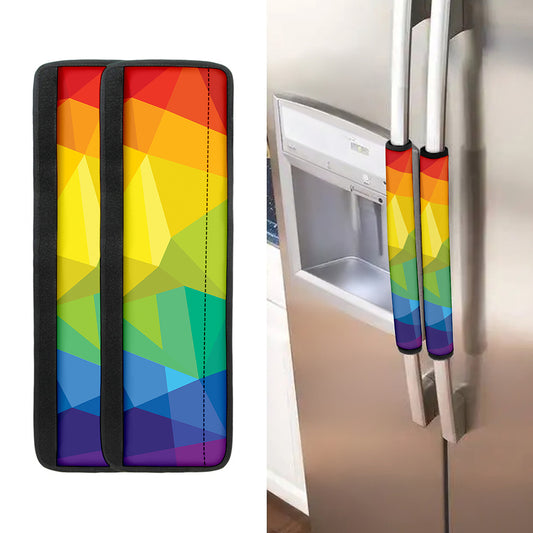 Rainbow Polygonal Geometric Print Refrigerator Handle Covers