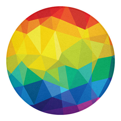 Rainbow Polygonal Geometric Print Round Blanket