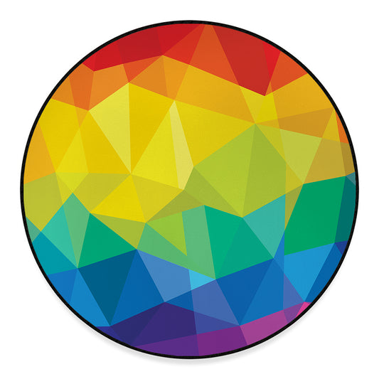 Rainbow Polygonal Geometric Print Round Floor Mat