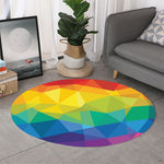 Rainbow Polygonal Geometric Print Round Rug