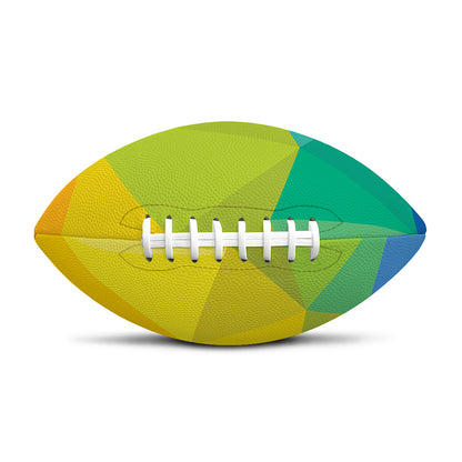 Rainbow Polygonal Geometric Print Rugby Ball