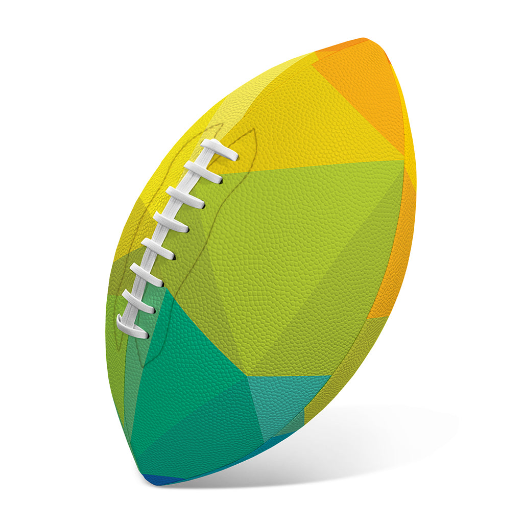 Rainbow Polygonal Geometric Print Rugby Ball