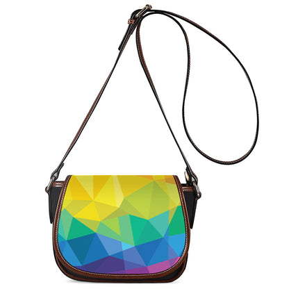 Rainbow Polygonal Geometric Print Saddle Bag
