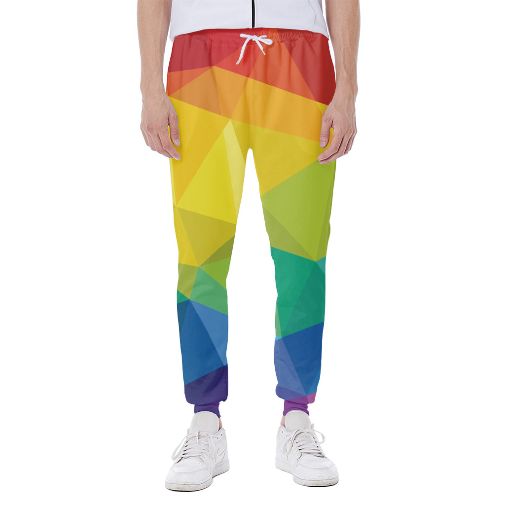 Rainbow Polygonal Geometric Print Scuba Joggers