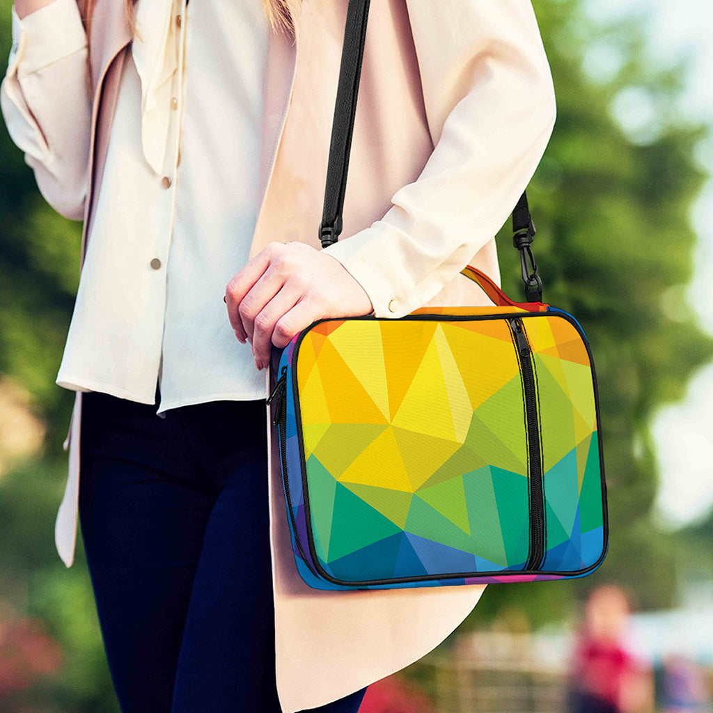Rainbow Polygonal Geometric Print Shoulder Strap Bible Bag