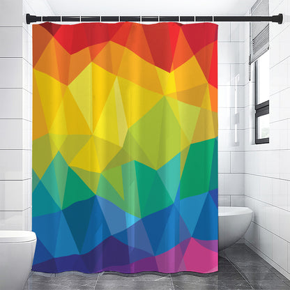 Rainbow Polygonal Geometric Print Shower Curtain