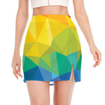 Rainbow Polygonal Geometric Print Side Slit Mini Skirt