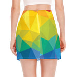 Rainbow Polygonal Geometric Print Side Slit Mini Skirt