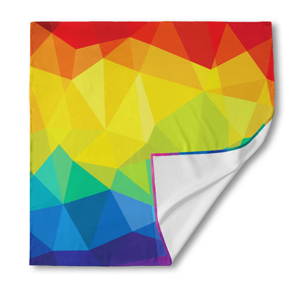 Rainbow Polygonal Geometric Print Silk Bandana