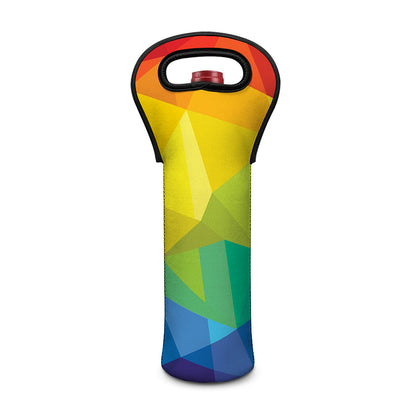 Rainbow Polygonal Geometric Print Single Neoprene Wine Tote