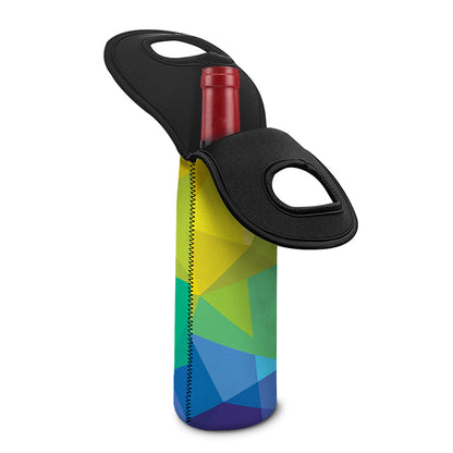 Rainbow Polygonal Geometric Print Single Neoprene Wine Tote