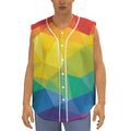 Rainbow Polygonal Geometric Print Sleeveless Baseball Jersey