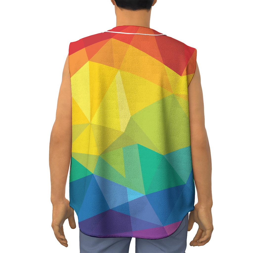 Rainbow Polygonal Geometric Print Sleeveless Baseball Jersey