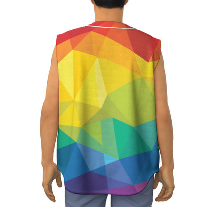 Rainbow Polygonal Geometric Print Sleeveless Baseball Jersey