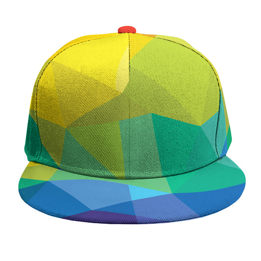 Rainbow Polygonal Geometric Print Snapback Cap
