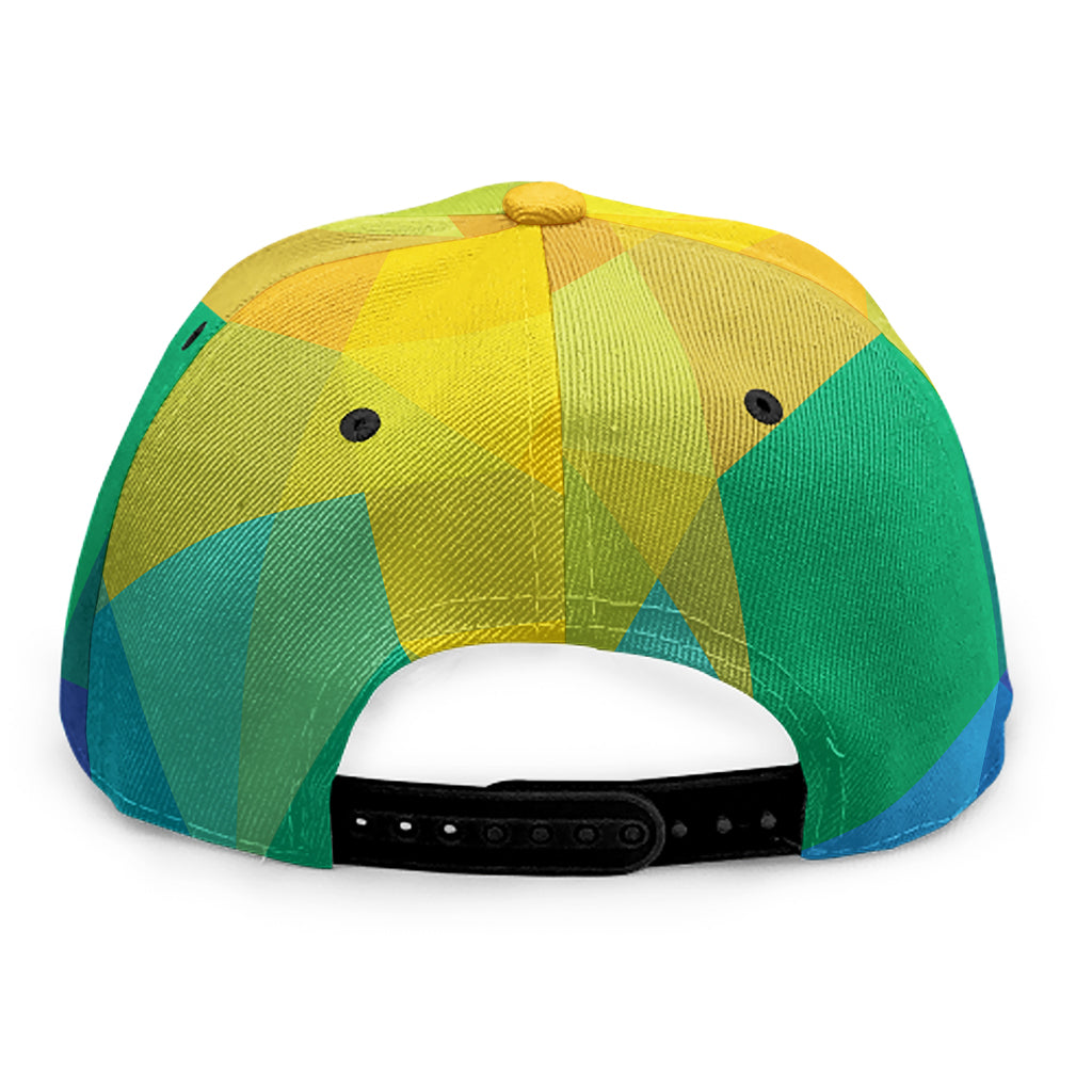 Rainbow Polygonal Geometric Print Snapback Cap