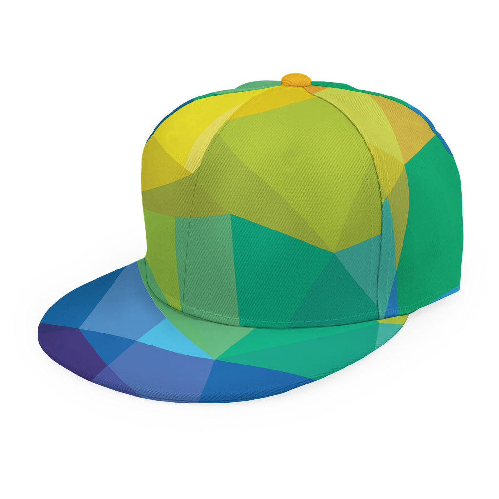 Rainbow Polygonal Geometric Print Snapback Cap