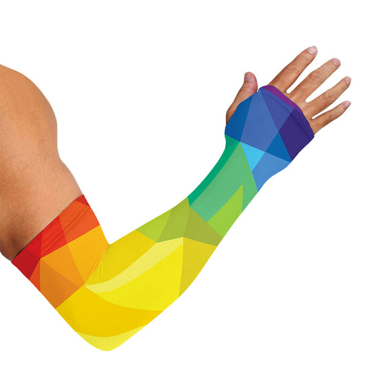 Rainbow Polygonal Geometric Print Sun Protection Arm Sleeves