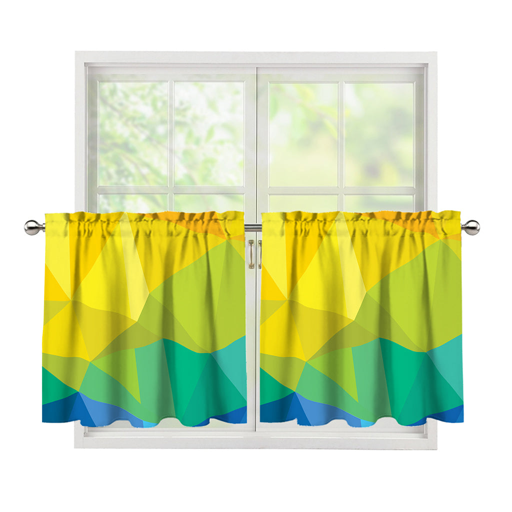 Rainbow Polygonal Geometric Print Tier Curtains