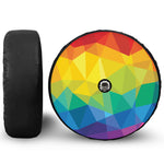 Rainbow Polygonal Geometric Print Tire Cover With Camera Hole