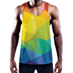 Rainbow Polygonal Geometric Print Training Tank Top