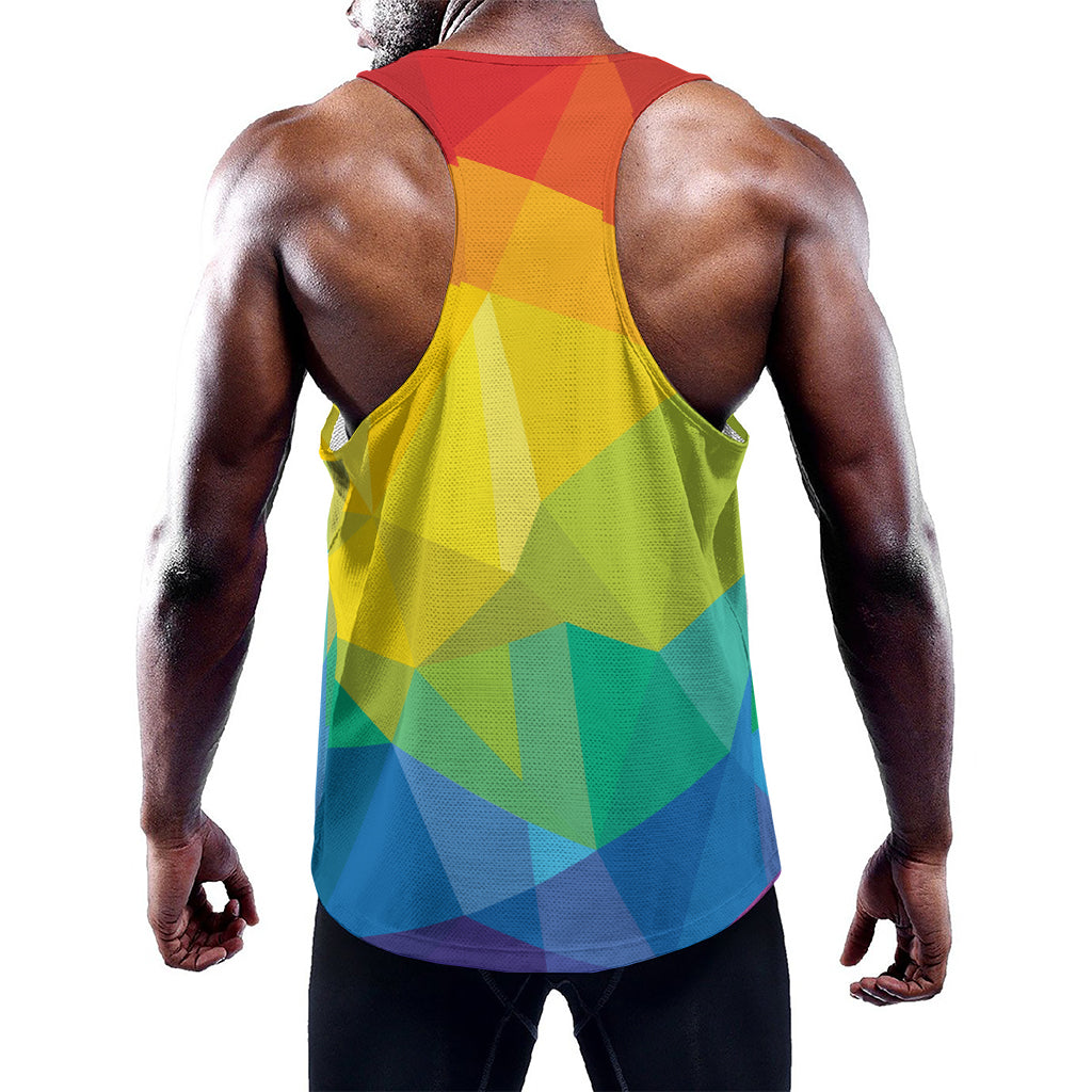 Rainbow Polygonal Geometric Print Training Tank Top