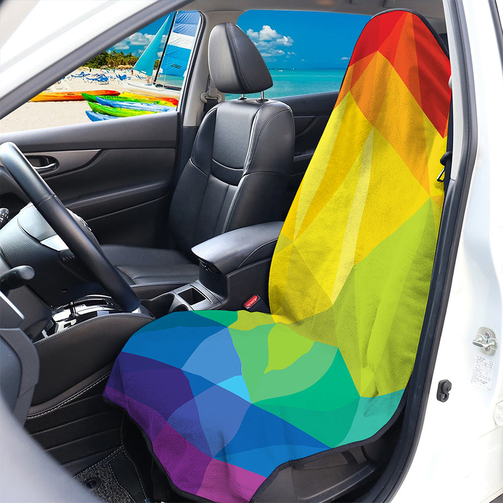 Rainbow Polygonal Geometric Print Waterproof Car Seat Cover