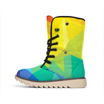 Rainbow Polygonal Geometric Print Winter Boots