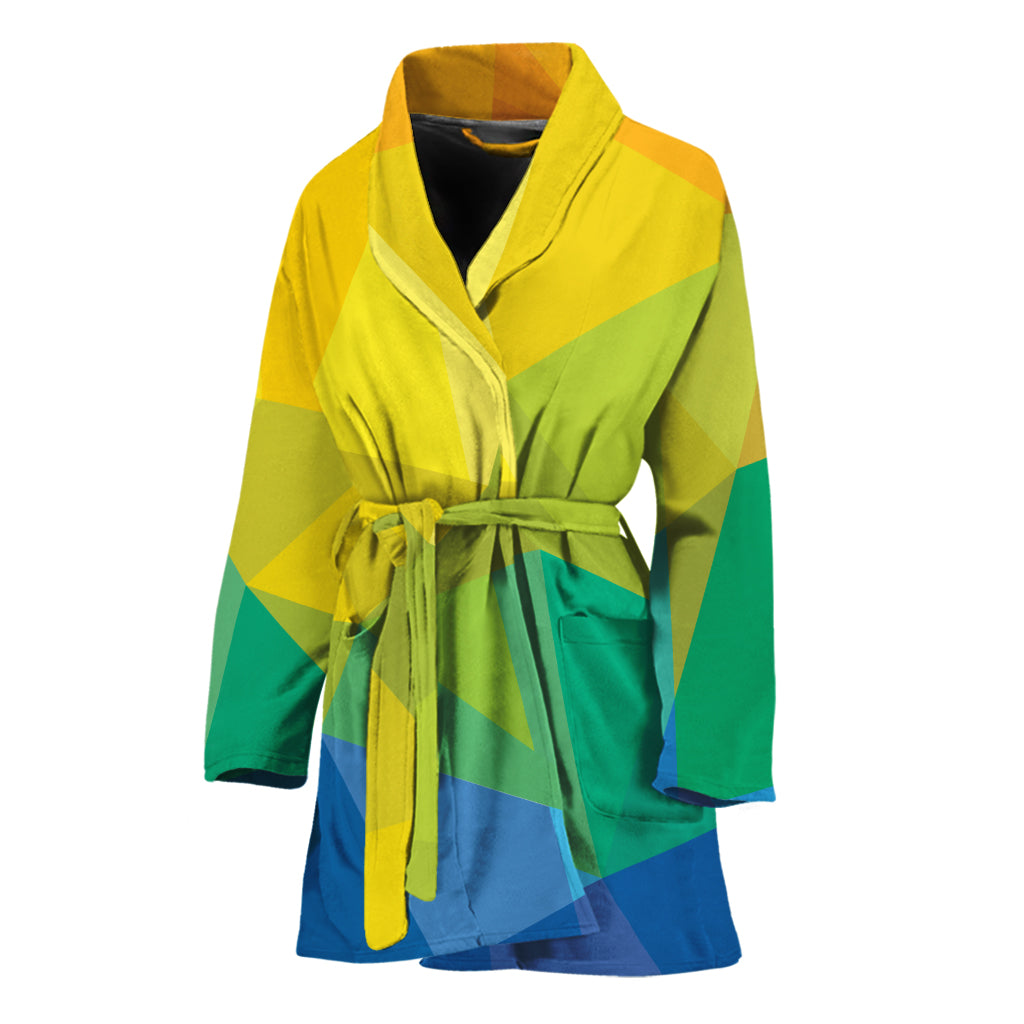 Rainbow Polygonal Geometric Print Women's Bathrobe