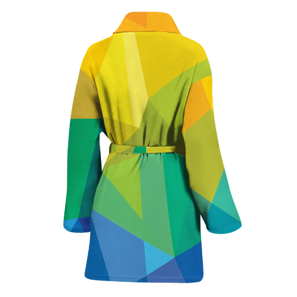 Rainbow Polygonal Geometric Print Women's Bathrobe
