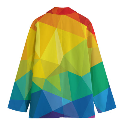 Rainbow Polygonal Geometric Print Women's Blazer