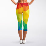 Rainbow Polygonal Geometric Print Women's Capri Leggings