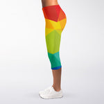 Rainbow Polygonal Geometric Print Women's Capri Leggings
