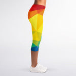 Rainbow Polygonal Geometric Print Women's Capri Leggings
