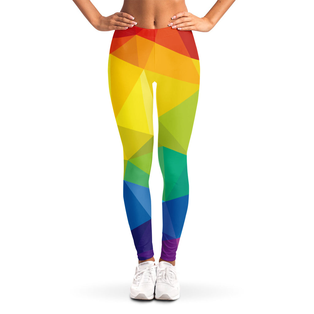 Rainbow Polygonal Geometric Print Women's Leggings