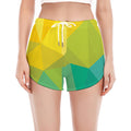 Rainbow Polygonal Geometric Print Women's Split Running Shorts