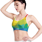 Rainbow Polygonal Geometric Print Women's Sports Bra