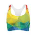 Rainbow Polygonal Geometric Print Women's Sports Bra