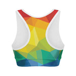 Rainbow Polygonal Geometric Print Women's Sports Bra