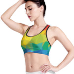 Rainbow Polygonal Geometric Print Women's Sports Bra