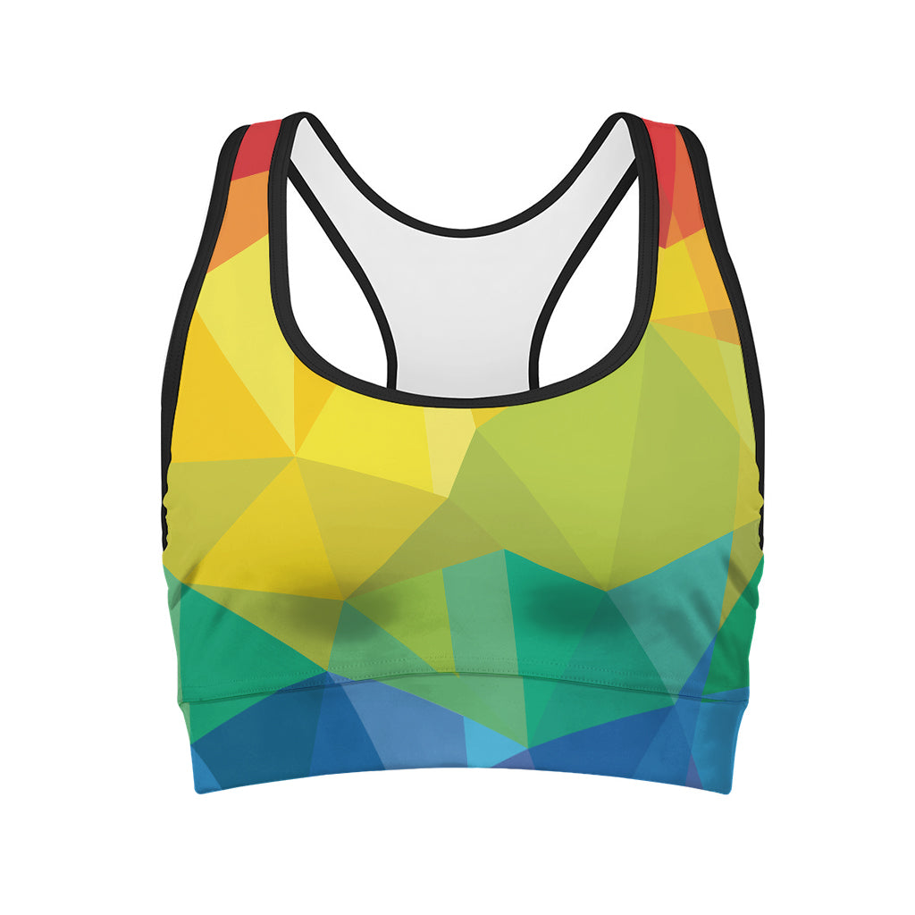 Rainbow Polygonal Geometric Print Women's Sports Bra