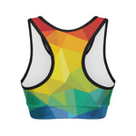 Rainbow Polygonal Geometric Print Women's Sports Bra